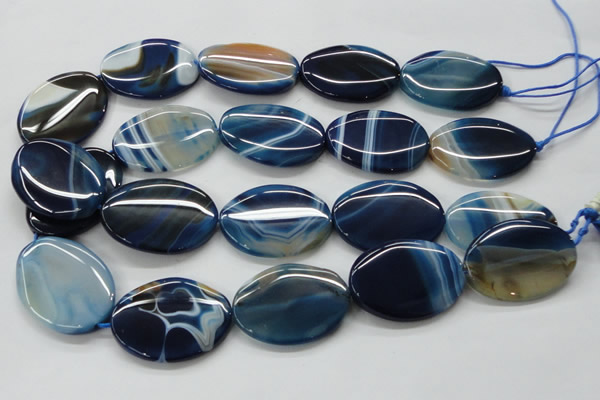 CAA346 15.5 inches 30*40mm oval blue line agate gemstone beads