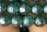 CAA3543 15.5 inches 6mm faceted round AB-color green agate beads