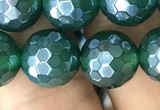 CAA3545 15.5 inches 10mm faceted round AB-color green agate beads