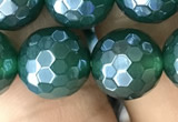 CAA3546 15.5 inches 12mm faceted round AB-color green agate beads