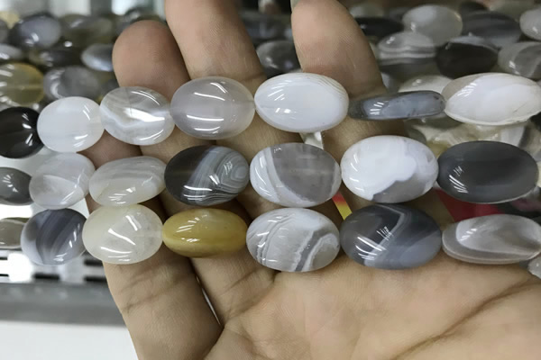 CAA3565 15.5 inches 13*18mm oval grey Botswana agate beads