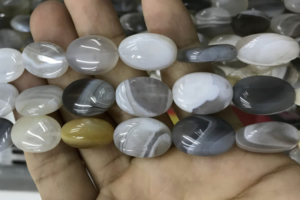 CAA3566 15.5 inches 15*20mm oval grey Botswana agate beads