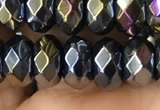 CAA3573 15.5 inches 5*8mm faceted rondelle AB-color black agate beads