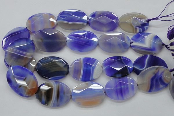 CAA359 15.5 inches 30*40mm faceted oval violet line agate beads
