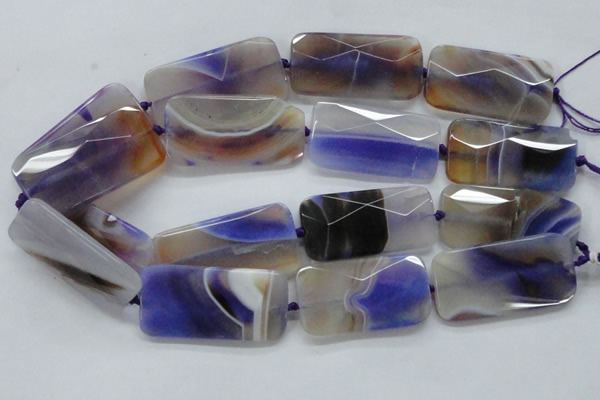 CAA363 15.5 inches 25*50mm faceted rectangle violet line agate beads