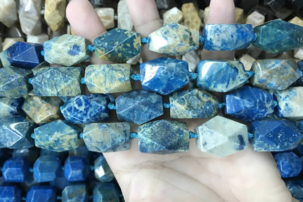 CAA3713 15*22mm - 16*25mm faceted nuggets chrysanthemum agate beads