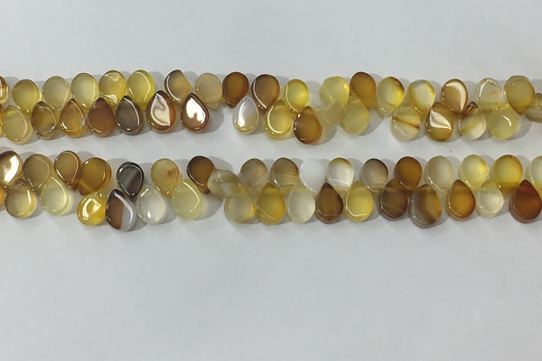 CAA3751 Top drilled 5*8mm flat teardrop line agate beads