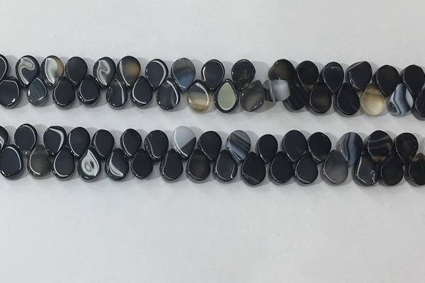CAA3754 Top drilled 5*8mm flat teardrop line agate beads