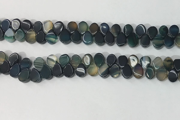 CAA3756 Top drilled 5*8mm flat teardrop line agate beads