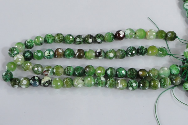 CAA377 15.5 inches 12mm faceted round fire crackle agate beads
