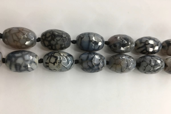 CAA3799 15*25mm - 18*28mm faceted rice dragon veins agate beads