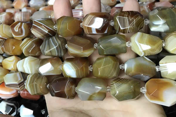 CAA3822 13*17mm - 18*22mm faceted nuggets line agate beads