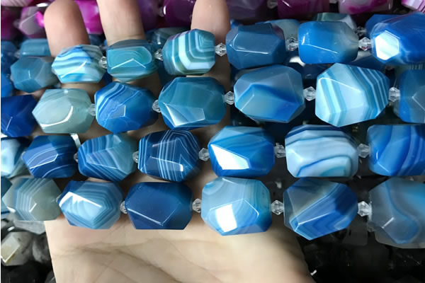 CAA3827 13*17mm - 18*22mm faceted nuggets line agate beads