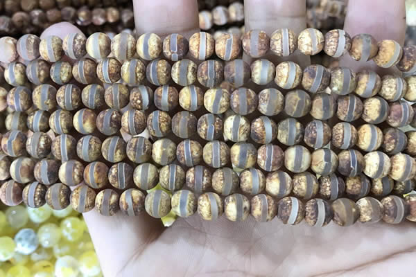 CAA3841 15 inches 6mm round tibetan agate beads wholesale