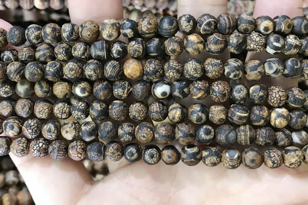 CAA3848 15 inches 6mm round tibetan agate beads wholesale