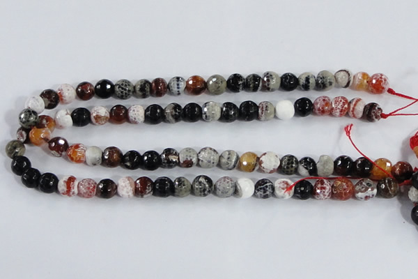 CAA385 15.5 inches 10mm faceted round fire crackle agate beads