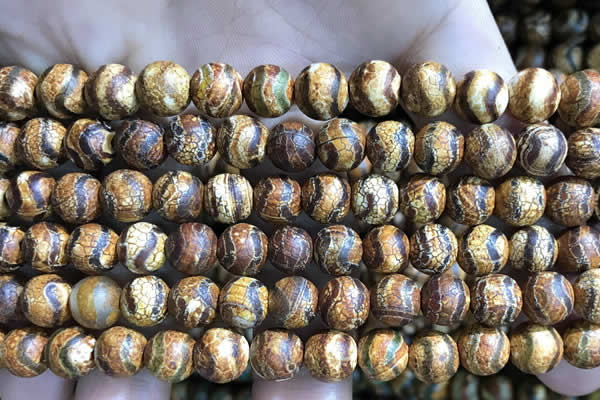 CAA3868 15 inches 8mm round tibetan agate beads wholesale