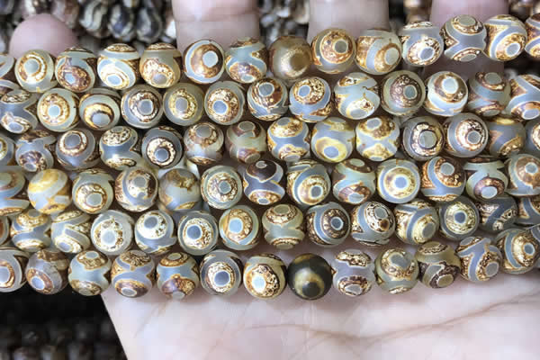 CAA3869 15 inches 8mm round tibetan agate beads wholesale