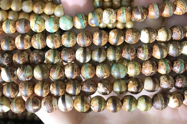 CAA3875 15 inches 8mm round tibetan agate beads wholesale