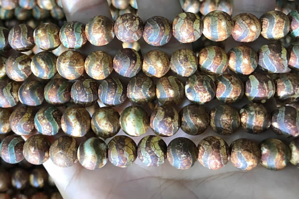 CAA3899 15 inches 10mm round tibetan agate beads wholesale