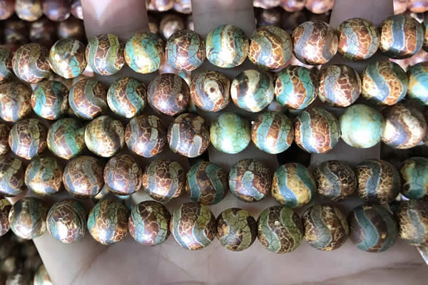 CAA3900 15 inches 10mm round tibetan agate beads wholesale