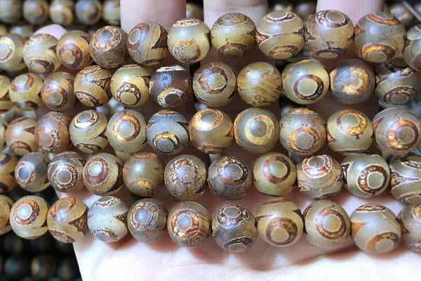 CAA3901 15 inches 10mm round tibetan agate beads wholesale