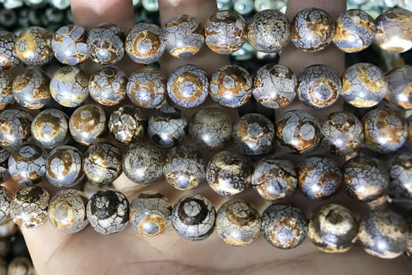 CAA3906 15 inches 10mm round tibetan agate beads wholesale