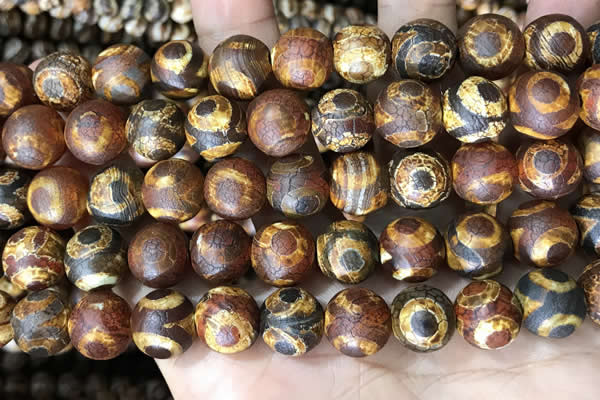 CAA3925 15 inches 12mm round tibetan agate beads wholesale