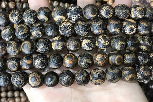 CAA3927 15 inches 12mm round tibetan agate beads wholesale