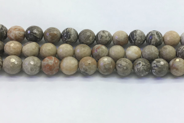 CAA3965 15.5 inches 14mm faceted round chrysanthemum agate beads