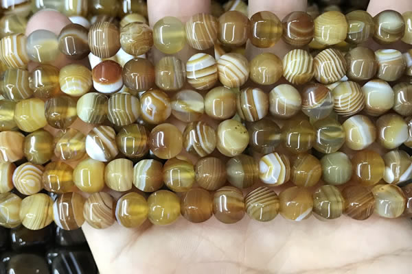 CAA4140 15.5 inches 8mm pumpkin line agate beads wholesale