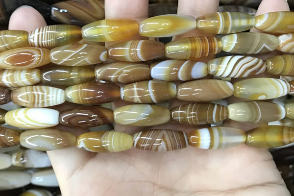 CAA4165 15.5 inches 8*20mm rice line agate beads wholesale