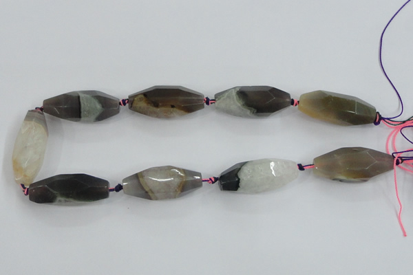 CAA419 15.5 inches 16*40mm faceted rice agate druzy geode beads