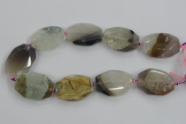CAA420 15.5 inches 30*40mm faceted oval agate druzy geode beads