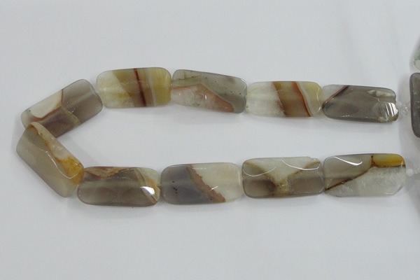 CAA421 15.5 inches 20*40mm faceted rectangle agate druzy geode beads