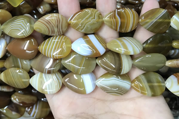 CAA4221 15.5 inches 18*25mm flat teardrop line agate beads wholesale