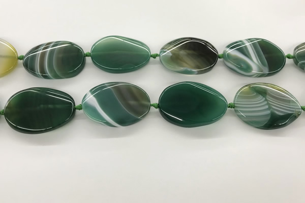 CAA4307 15.5 inches 30*40mm twisted oval line agate beads