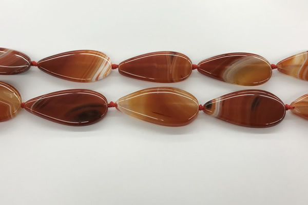CAA4330 15.5 inches 25*50mm flat teardrop line agate beads