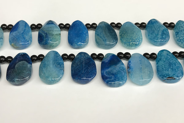 CAA4364 Top drilled 20*30mm freeform dragon veins agate beads