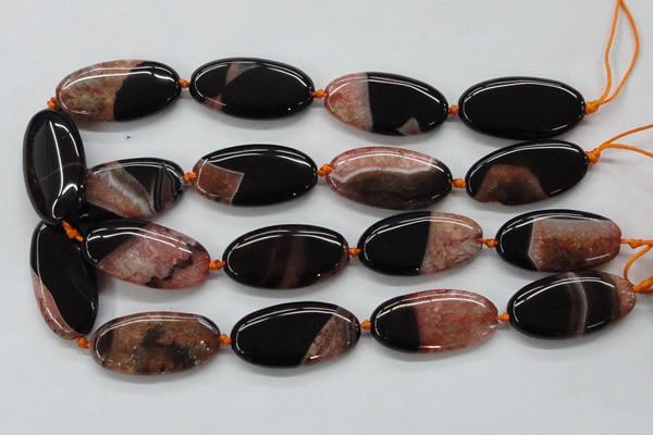 CAA446 15.5 inches 20*40mm oval agate druzy geode gemstone beads