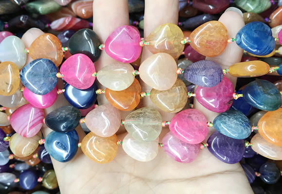 CAA4468 15.5 inches 16*16mm flat teardrop dragon veins agate beads