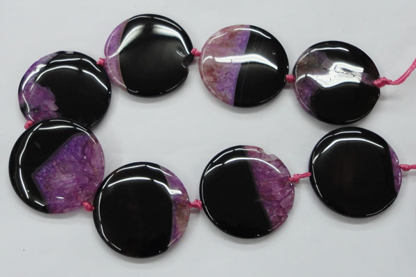 CAA449 15.5 inches 45mm flat round agate druzy geode  beads