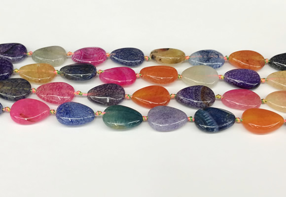 CAA4493 15.5 inches 15*20mm flat teardrop dragon veins agate beads