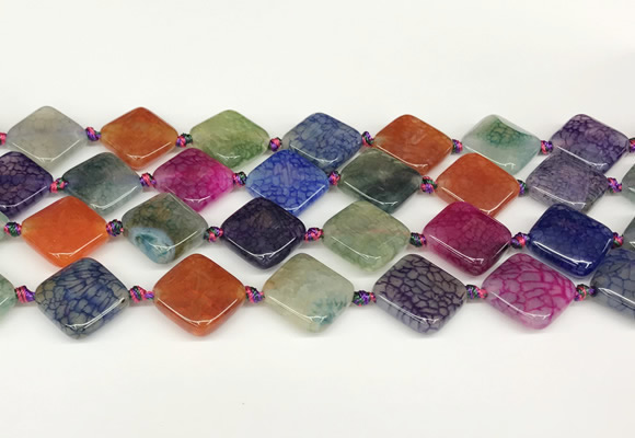 CAA4520 15.5 inches 18*18mm diamond dragon veins agate beads