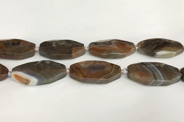 CAA4554 15.5 inches 22*42mm octagonal banded agate beads wholesale