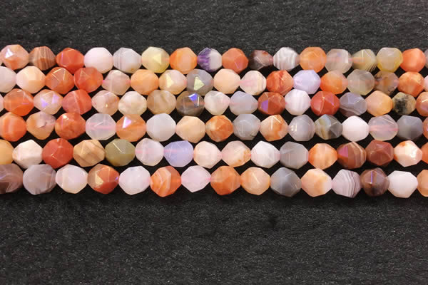 CAA4575 15.5 inches 6mm faceted nuggets mixed botswana agate beads