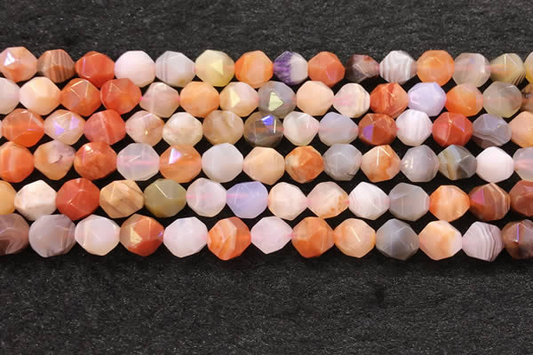 CAA4576 15.5 inches 8mm faceted nuggets mixed botswana agate beads