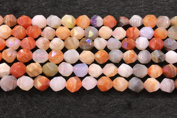 CAA4577 15.5 inches 10mm faceted nuggets mixed botswana agate beads