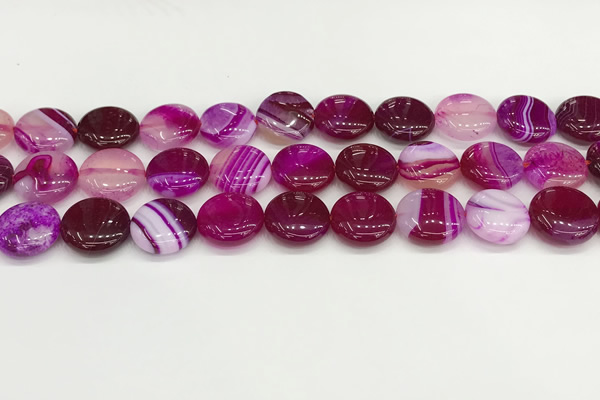 CAA4598 15.5 inches 14mm flat round banded agate beads wholesale