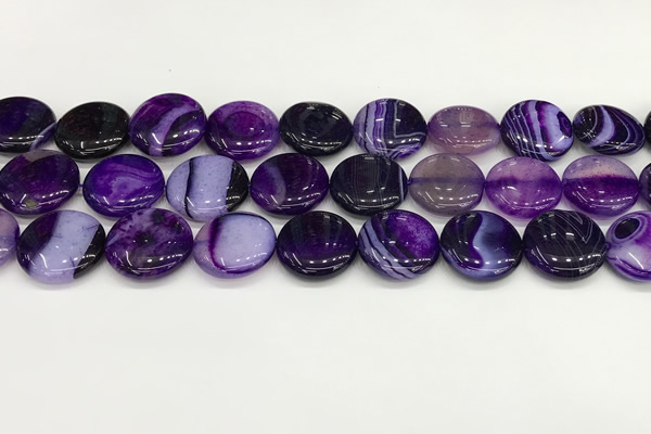 CAA4613 15.5 inches 18mm flat round banded agate beads wholesale